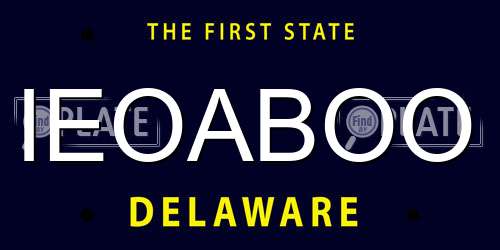 IEOABOO Delaware License Plate