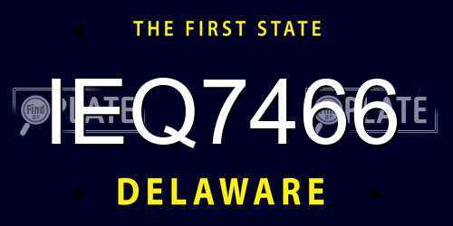 IEQ7466 Delaware License Plate