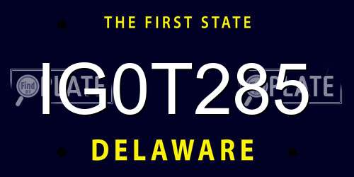IG0T285 Delaware License Plate