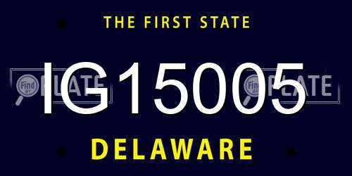 IG15005 Delaware License Plate