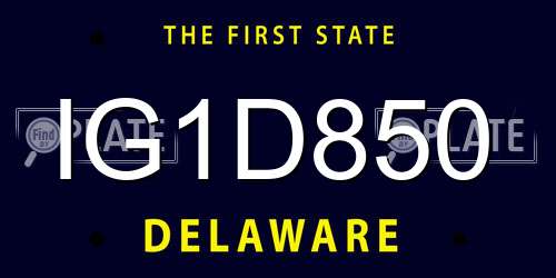 IG1D850 Delaware License Plate