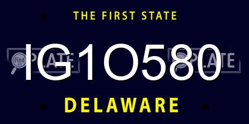 IG1O580 Delaware License Plate