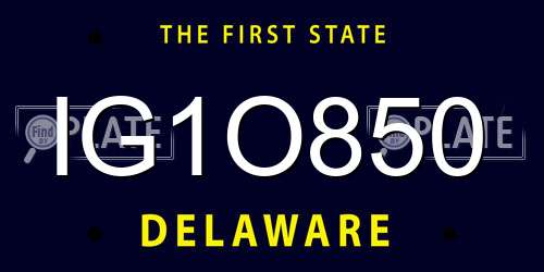 IG1O850 Delaware License Plate