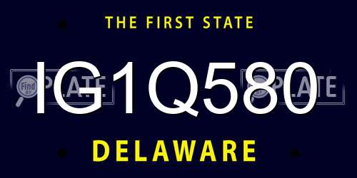 IG1Q580 Delaware License Plate