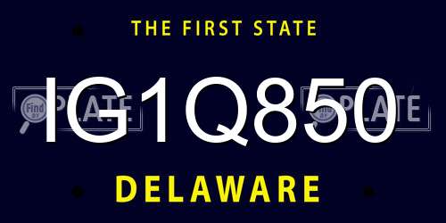 IG1Q850 Delaware License Plate