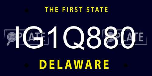 IG1Q880 Delaware License Plate
