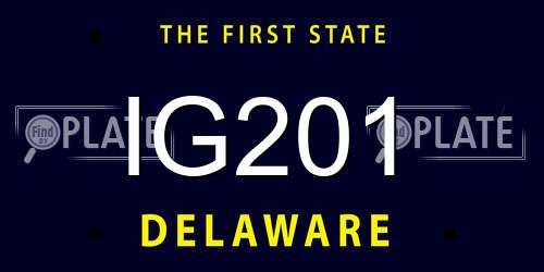 IG201 Delaware License Plate