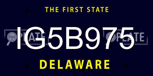 IG5B975 Delaware License Plate