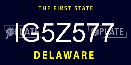 IG5Z577 Delaware License Plate