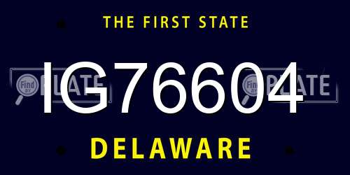 IG76604 Delaware License Plate