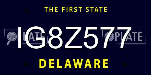 IG8Z577 Delaware License Plate