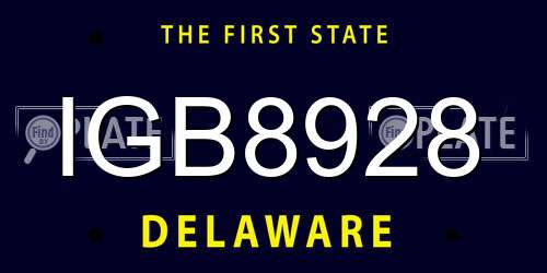 IGB8928 Delaware License Plate