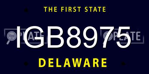 IGB8975 Delaware License Plate