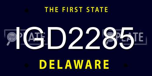 IGD2285 Delaware License Plate