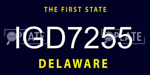 IGD7255 Delaware License Plate
