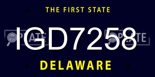 IGD7258 Delaware License Plate