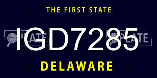 IGD7285 Delaware License Plate