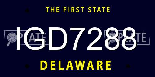 IGD7288 Delaware License Plate
