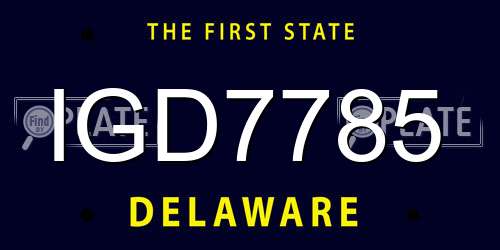 IGD7785 Delaware License Plate
