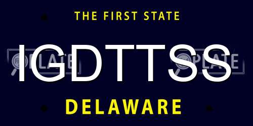 IGDTTSS Delaware License Plate