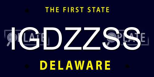 IGDZZSS Delaware License Plate