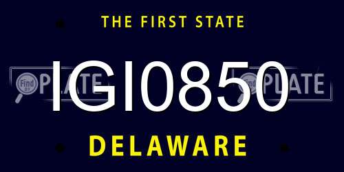 IGI0850 Delaware License Plate