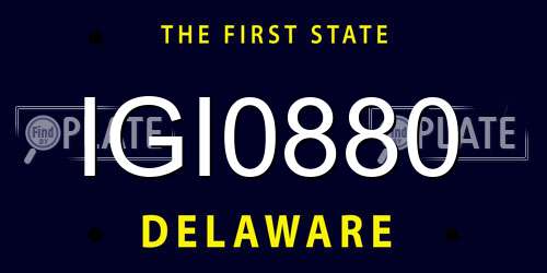IGI0880 Delaware License Plate
