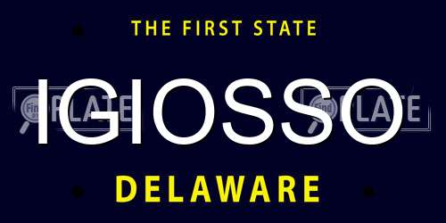 IGIOSSO Delaware License Plate