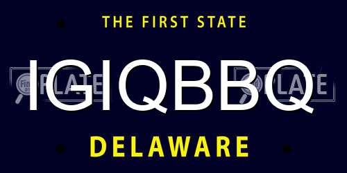 IGIQBBQ Delaware License Plate