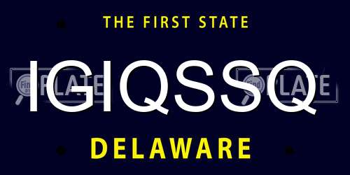 IGIQSSQ Delaware License Plate