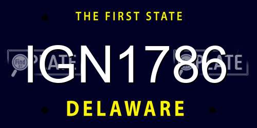 IGN1786 Delaware License Plate