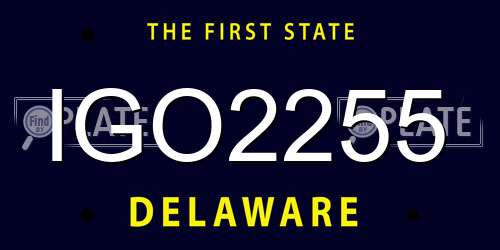 IGO2255 Delaware License Plate