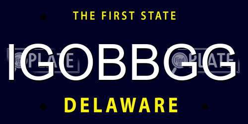 IGOBBGG Delaware License Plate