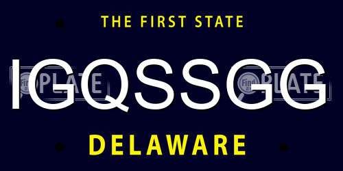 IGQSSGG Delaware License Plate