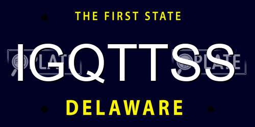 IGQTTSS Delaware License Plate