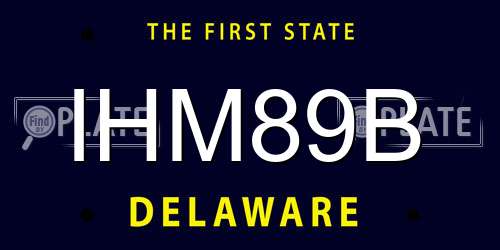 IHM89B Delaware License Plate