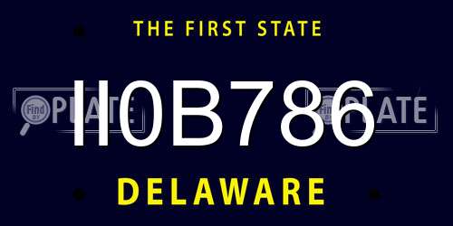 II0B786 Delaware License Plate