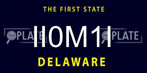 II0M1I Delaware License Plate