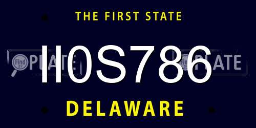 II0S786 Delaware License Plate