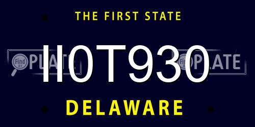 II0T930 Delaware License Plate