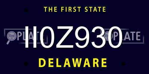 II0Z930 Delaware License Plate