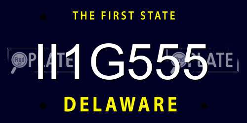II1G555 Delaware License Plate