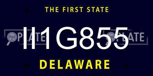 II1G855 Delaware License Plate