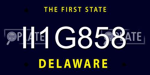 II1G858 Delaware License Plate