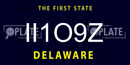 II1O9Z Delaware License Plate