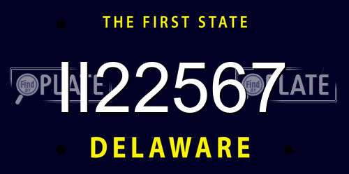 II22567 Delaware License Plate