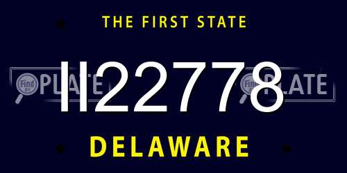 II22778 Delaware License Plate