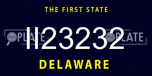 II23232 Delaware License Plate