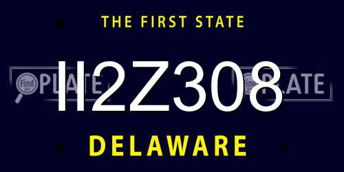 II2Z308 Delaware License Plate