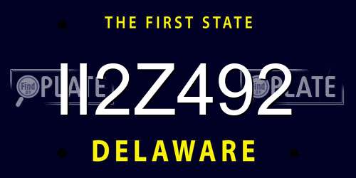 II2Z492 Delaware License Plate